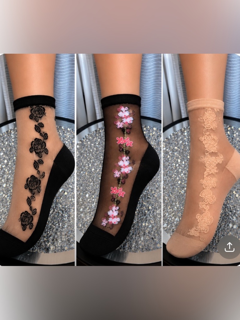 3 Pair Sheer Floral Mesh Socks Bundle – Romantic / Coquette / Cottagecore